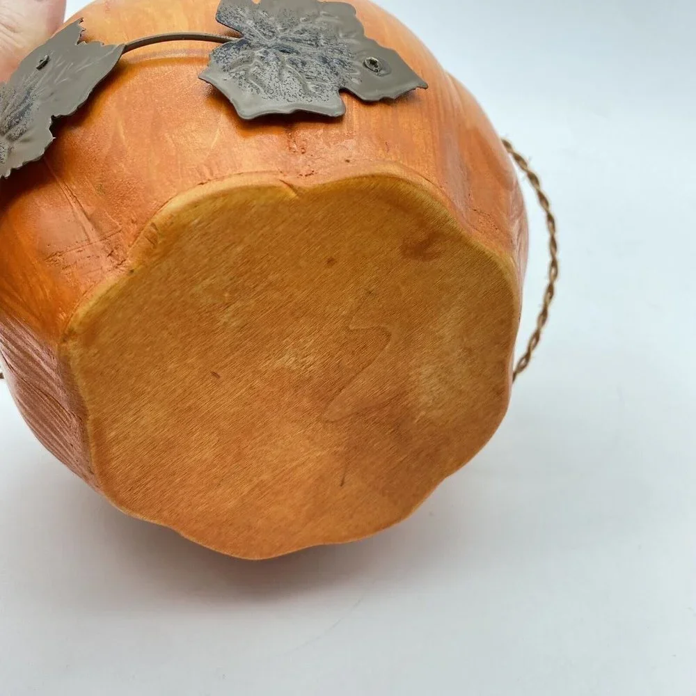 Vintage Spiced Pumpkin Bowl Autumn HalloweenOrange Wood Accent‎ Fall Harvest Y2K